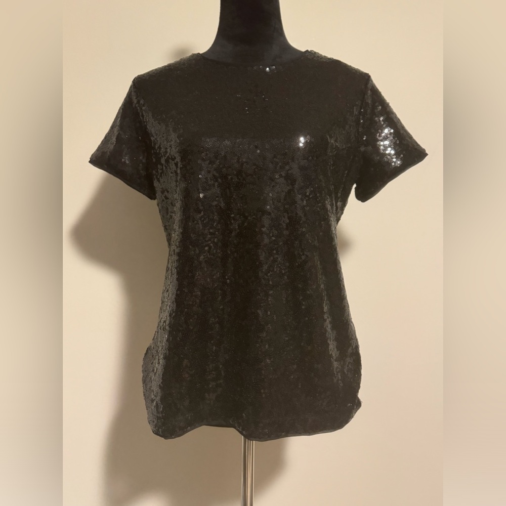 NWT Charter Club Sequined Short-Sleeve Blouse size medium